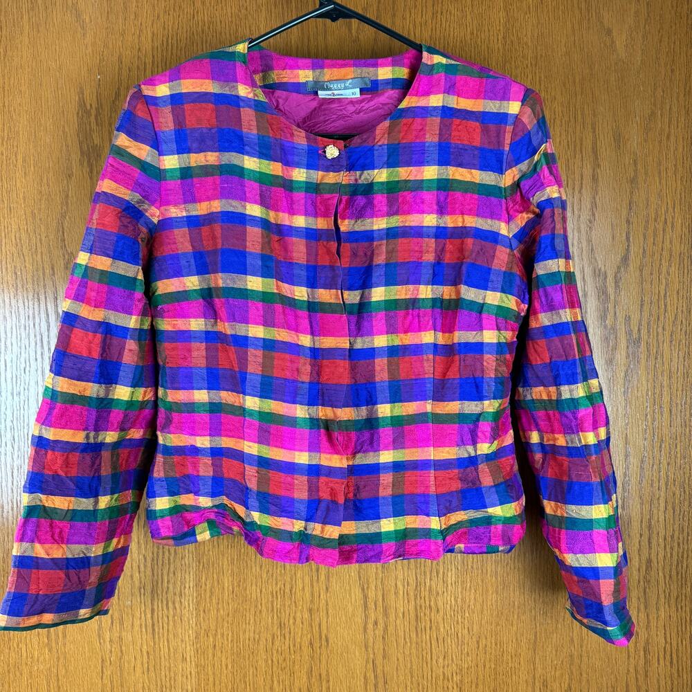 Vintage 1980s Maggie L 100% Silk Jacket - Sz 10